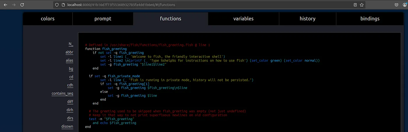 Fish function in functions tab on fish_config